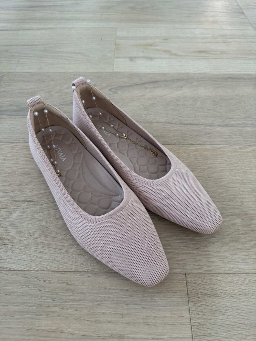 VIVAIA Mini Square-Toe Flats (Kathleen) - Blush Pink